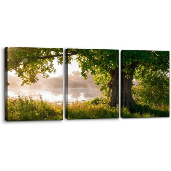 FCCUYE Sunrise Seascape Canvas Wall Art, Set of 3 Framed Painting Prints, Atlantic Ocean Coast Pictures Modern Wall Decor for Living Room Bedroom Office Home Decor Ready to Hang - 12"x16"x3 Panels