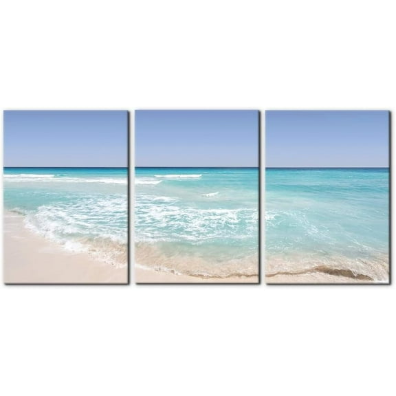FCCUYE Sunrise Seascape Canvas Wall Art, Set of 3 Framed Painting Prints, Atlantic Ocean Coast Pictures Modern Wall Decor for Living Room Bedroom Office Home Decor Ready to Hang - 12"x16"x3 Panels