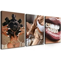 FCCUYE Trendy Black Girl Wall Art Set of 3, African American Pictures Wall Decor Fashion African Woman Canvas Prints Black People Posters for Home Living Room Bedroom Bathroom Und 12X16 in