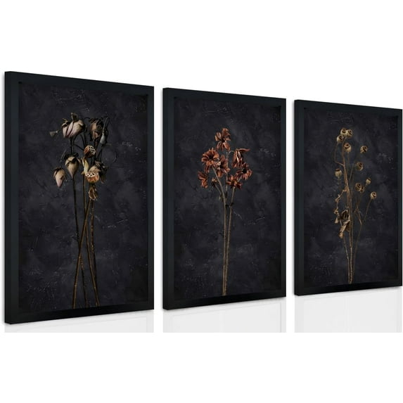 FCCUYE Vintage Botanical Wall Art Decor Antique Floral Canvas Wall Art Neutral Flower Prints Poster Vintage Farmhouse Pictures Painting for Living Room Bedroom 12x16 Inch Set of 3