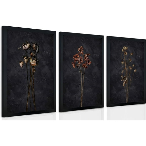 FCCUYE Vintage Botanical Wall Art Decor Antique Floral Canvas Wall Art Neutral Flower Prints Poster Vintage Farmhouse Pictures Painting for Living Room Bedroom 12x16 Inch Set of 3