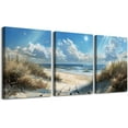 thumbnail image 1 of FCCUYE Wall Art For Living Room Canvas Wall Decor For Bedroom Bathroom Decorations Blue Ocean Beach Wall Painting Sea Wave Wall Pictures Artwork for office Modern Home Decor Ready To Hang 3 Piece, 1 of 7