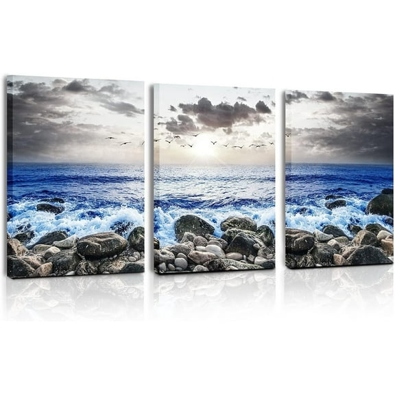 FCCUYE Wall Decor Living Room Modern City Chicago Skyline Large Canvas Wall Art for Bedroom Poster for Office Farmhouse 3 Pieces Set Wood Framed Night Scene Prints Paintings for Home 20"X28"