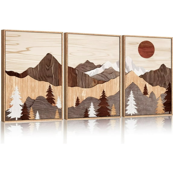 FCCUYE White Foggy Forest Mountain Wall Art d,Large Misty Watercolor Pine Tree Wall Decor set of 3 (24"x36"), Nature Lake Landscape Canvas Painting for Living Room, Bedroom, Office