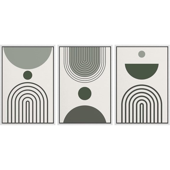 FCCUYE d Canvas 3 Piece Wall Art Sun Geometric Pattern Print Minimalist Home Artwork Neutral Boho Decor for Bedroom - 16"x24"x3 Natural