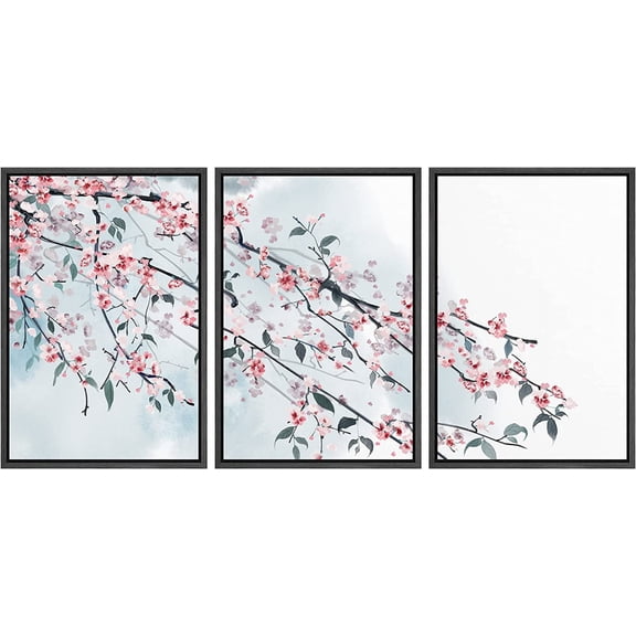 FCCUYE d Canvas Print Wall Art Bird in Cherry Blossom Tree Minimalism Nature Wilderness Illustrations Modern Art Botanical Floral Farmhouse/Country Multicolor Zen for Bedroom - 24"x36"x3 White