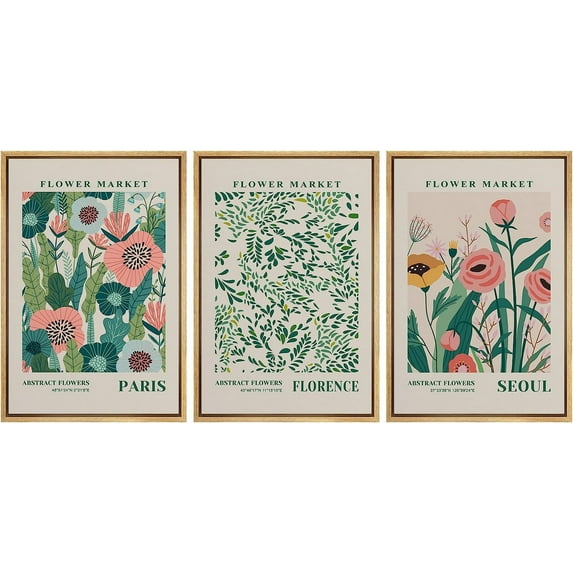 FCCUYE d Canvas Print Wall Art Set Boho Mid-Century Geometric Desert Plant Sun Nature Abstract Illustrations Modern Art Bohemian Decorative for Living Room, Bedroom, Office - 24"x36"x3 Natural