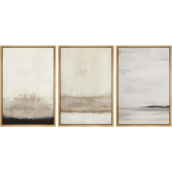 FCCUYE d Canvas Print Wall Art Set Desert Haze Abstract Neutral Beige and Brown Illustrations Modern Art Relax/Calm for Living Room, Bedroom, Office - 24"x36"x3 NATURAL