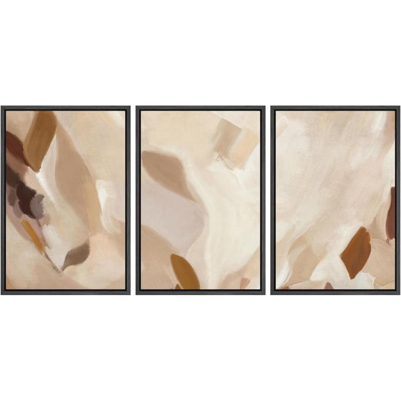 FCCUYE d Canvas Print Wall Art Set Desert Haze Abstract Neutral Beige and Brown Illustrations Modern Art Relax/Calm for Living Room, Bedroom, Office - 24"x36"x3 NATURAL
