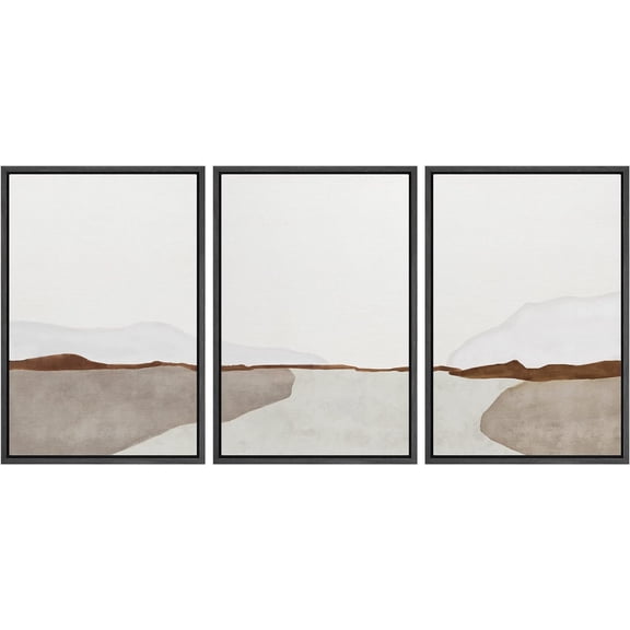 FCCUYE d Canvas Print Wall Art Set Desert Haze Abstract Neutral Beige and Brown Illustrations Modern Art Relax/Calm for Living Room, Bedroom, Office - 24"x36"x3 NATURAL