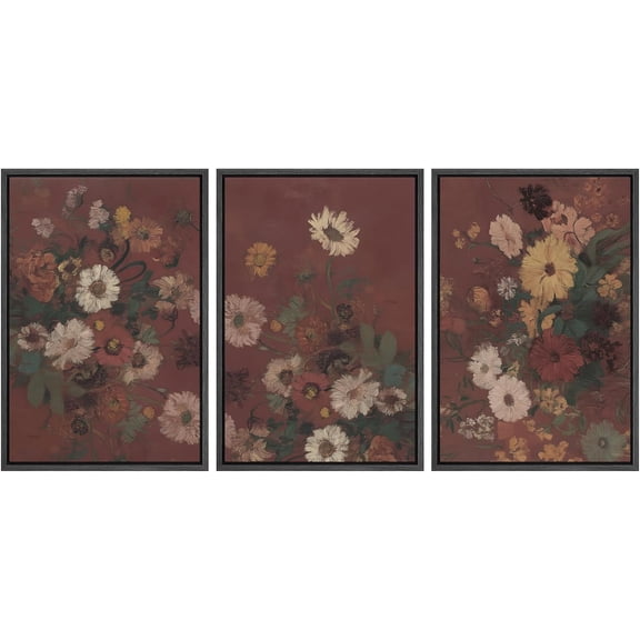 FCCUYE d Canvas Print Wall Art Set Mid-Century Desert Dune Cactus Landscape Abstract Nature Illustrations Modern Art Nordic Zen Decorative for Living Room, Bedroom, Office - 24"x36"x3 Black