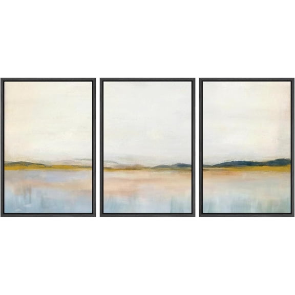 FCCUYE d Canvas Print Wall Art Set Minimal Pastel Sunset Desert Landscape Nature Abstract Illustrations Modern Art Decorative Nordic for Living Room, Bedroom, Office - 24"x36"x3 Natural