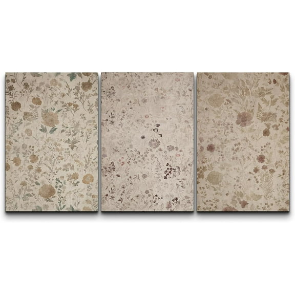 FCCUYE d Canvas Print Wall Art Set Monet-Inspired Garden Path Impressionist Floral Illustrations Modern Art Decorative Floral Botanical Minimal for Bedroom - 16"x24"x3 Natural