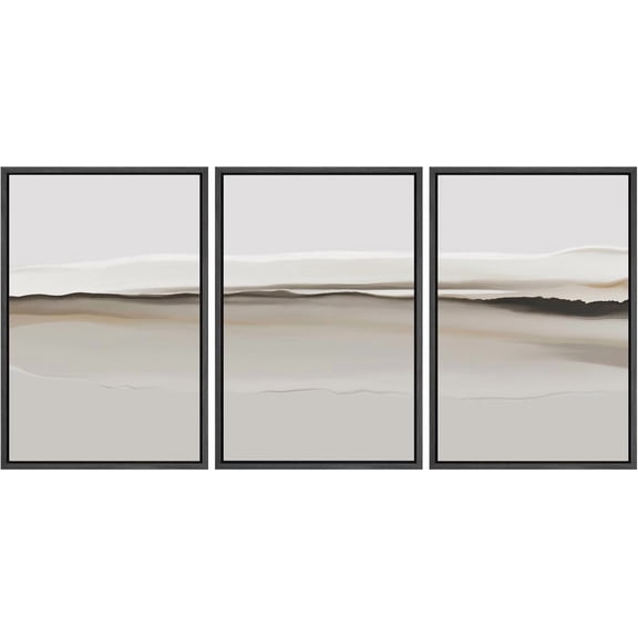 FCCUYE d Canvas Print Wall Art Set Pastel Grunge Paint Stroke Collage Abstract Shapes Illustration Modern Art Decorative Nordic Minimal Zen for Living Room, Bedroom, Office - Black