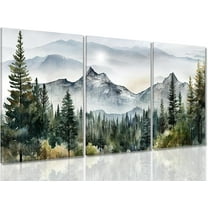 FCCUYE d Green Mountain Wall Art Set of 3, Misty Forest Pictures Wall Decor Neutral Nature Paintings Modern landscape Canvas Prints Sunrise Artwork for Living Room Office Hallway 12x16 in