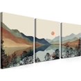 thumbnail image 1 of FCCUYE d Mountain Canvas Wall Art Set of 3, Boho Watercolor Poster Prints Painting, Sun Forest Abstract Nature Landscape Artwork Wall Decor for Living Room, Bedroom, Office 12x16 In, 1 of 7
