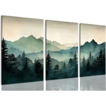 FCCUYE d Mountain Wall Art Set of 3 Sage Green Forest Canvas Prints Nature Landscape Watercolor Pictures Wall Decor Modern Painting for Living Room Bedroom Office 12x16in