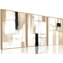 FCCUYE d Neutral Abstract Wall Art Modern Minimalist Line Canvas Poster Prints Set of 3 Boho Beige Black Brown Geometric Decor Picture Painting Living Room Bedroom Office 12"x16"