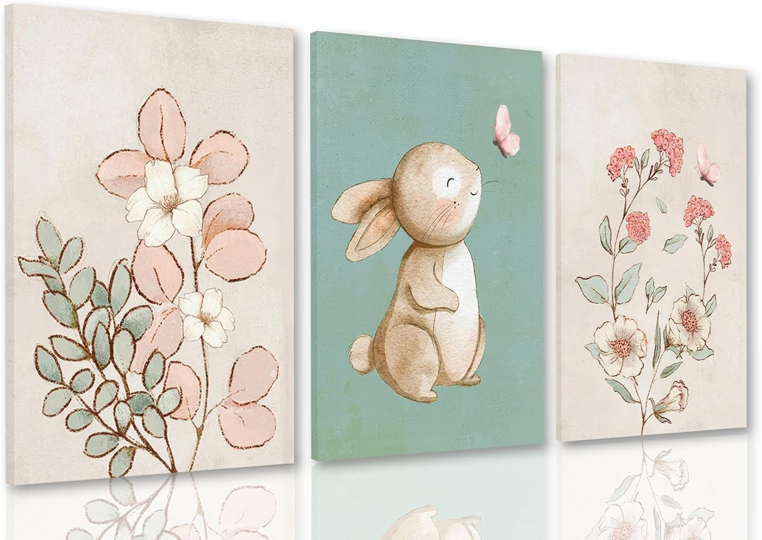 FCCUYE d Nursery Wall Art Set of 3, Pink Flower Botanical Pictures Wall