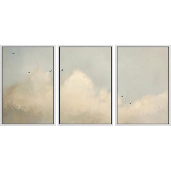 FCCUYE d Wall Art Print Set Flock of Abstract Birds in Flight Earthy Tones Illustrations Modern Art Boho Decorative Colorful Chic for Living Room, Bedroom, Office - 16"x24"x3 NATURAL