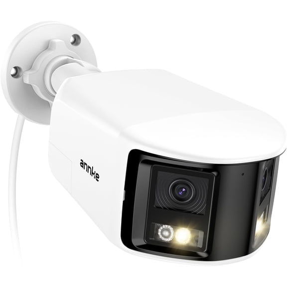 FCD800 4K 8MP Dual Lens PoE Security Camera, 180Panoramic View, Smart Dual Light Color Night Vision, Two-Way Audio, Light&Sound Alarm, AI Human/Vehicle Motion Detection, IP67 Weatherproof