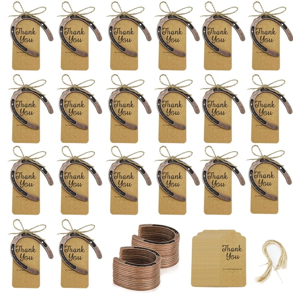 FCDECOR 50Pcs Good Lucky Horseshoes Wedding Favors, Horse Shoe Western Decor Party Favors for Cowboy Western Party Decorations, Baby Shower Kentucky Derby Wedding Party Decorations, with Tags Y102