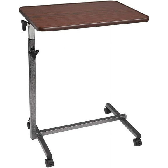 FCH 23.6 Inch Rolling Adjustable Multifunctional Lifting Computer Desk, Tilting Desktop, Sit Stand Laptop Desk TV Tray for Bed Sofa Hospital Reading Eating, Brown