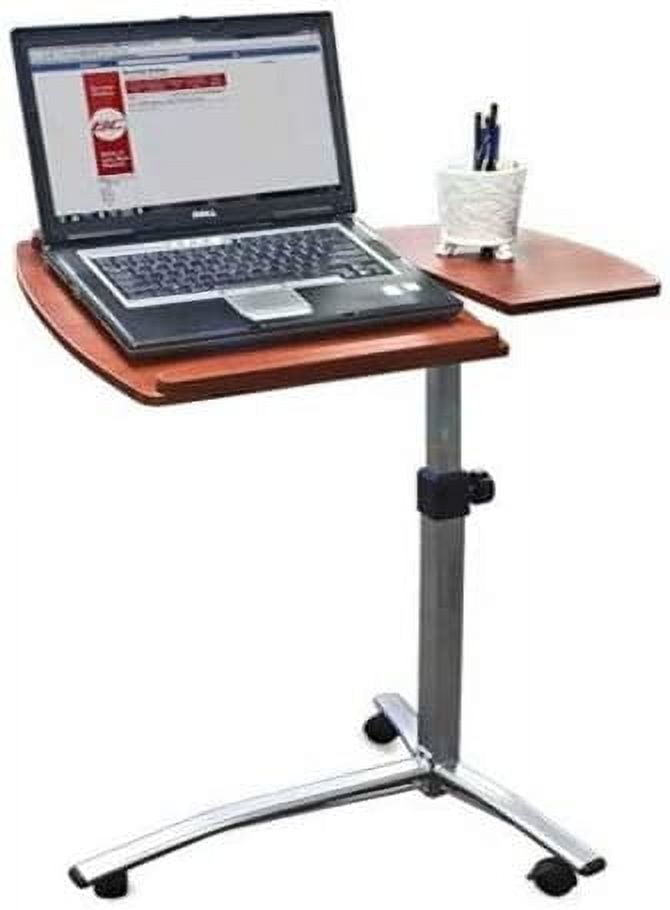 FCH 25.2 Inch Rolling Adjustable Multifunctional Lifting Computer Desk, Tilting Desktop, Sit Stand Laptop Desk TV Tray for Bed Sofa Hospital Reading Eating, Brown