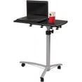 thumbnail image 1 of FCH 25.2 Inch Rolling Adjustable Multifunctional Lifting Computer Desk, Tilting Desktop, Sit Stand Laptop Desk TV Tray for Bed Sofa Hospital Reading Eating, Black, 1 of 18