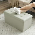 thumbnail image 1 of FCH 76*38*38cm Glossy Pull Point PVC MDF Foldable Storage Footstool Oak Gray, 1 of 8