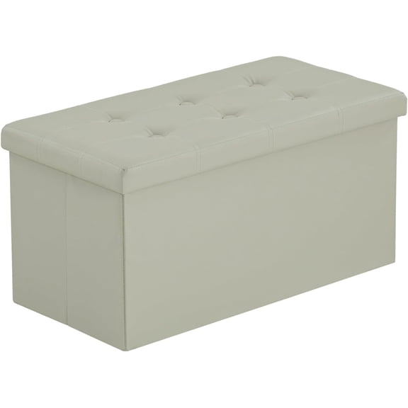FCH 76 * 38 * 38cm Glossy Pull Point PVC MDF Foldable Storage Footstool,Oak Gray.
