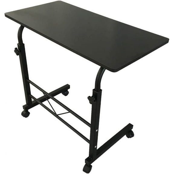 FCH Computer Workstation, Standing Desk Adjustable Height, Small Computer Desk w/Rolling, Sit Stand Laptop Desk TV Tray Computer Workstation for Bed Sofa Hospital Reading Eating, 23.6", Black