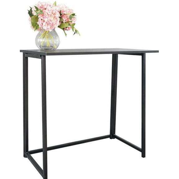 FCH Folding Computer Desk for Small Spaces, Compact Study Reading Table, Modern Multifunctional Home Office Desk for Kids Teen, Black