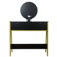 thumbnail image 1 of FCH LED Three-Color Touch Round Mirror 2 Drawers With Shelf Frame With Steel Frame Dressing Table Black, 1 of 16
