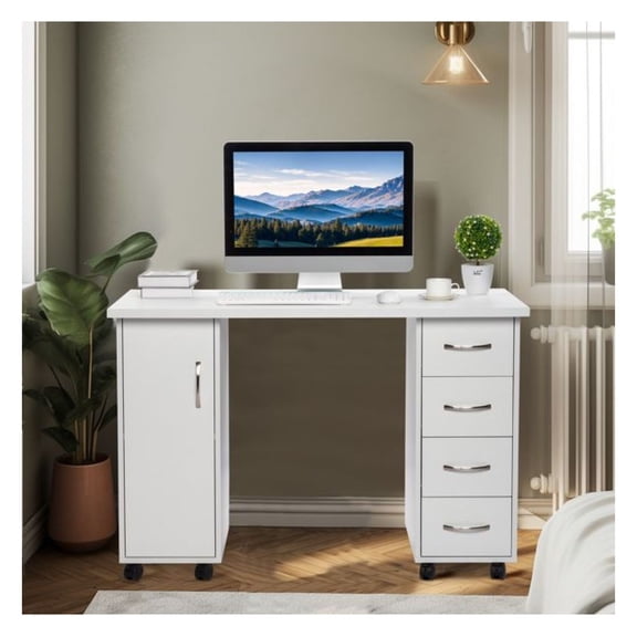 FCH Manicure Nail Table with Drawer, White Finish