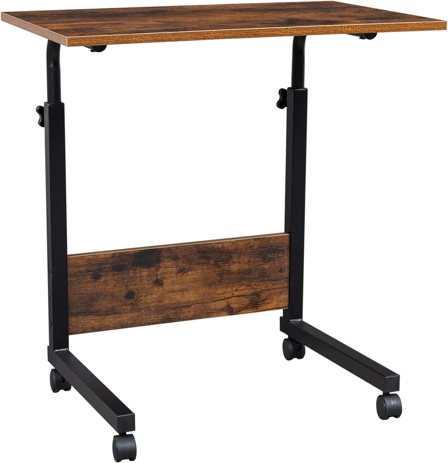 FCH Portable Computer Workstation, Standing Desk Adjustable Height, Small Computer Desk w/Rolling, Sit Stand Laptop Desk TV Tray for Bed Sofa Hospital Reading Eating, Rustic Brown, 23.6"