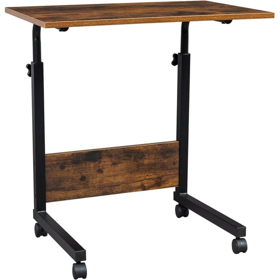 FCH Portable Computer Workstation, Standing Desk Adjustable Height, Small Computer Desk w/Rolling, Sit Stand Laptop Desk TV Tray for Bed Sofa Hospital Reading Eating, Rustic Brown, 23.6"
