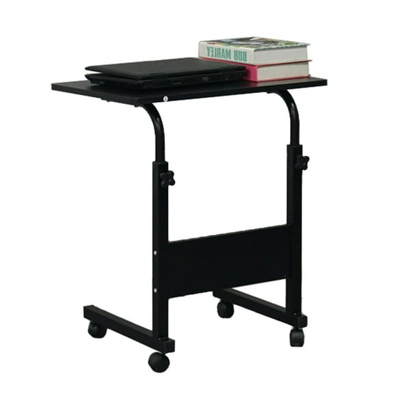 FCH Side Table Collection Adjustable Height Laptop Table and Rolling Computer Desk, Black