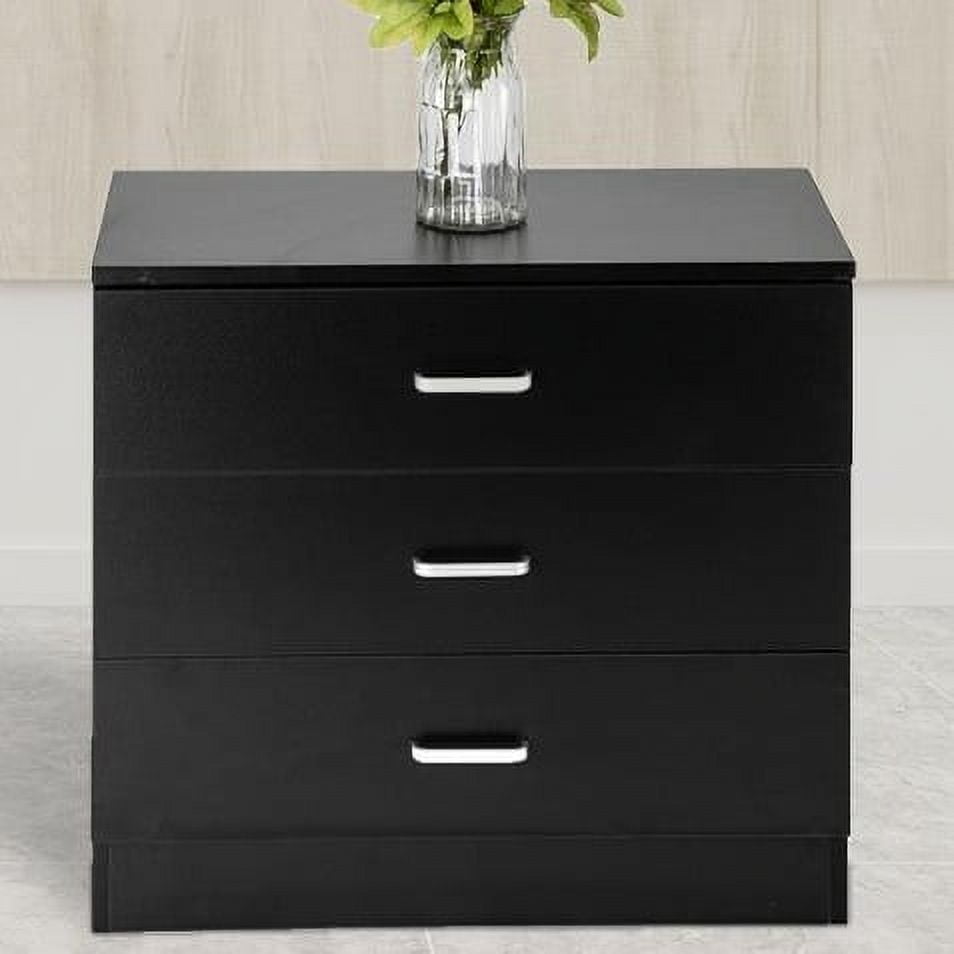 Black MDF 3-Drawer Vertical Dresser with Extra Deep Drawer