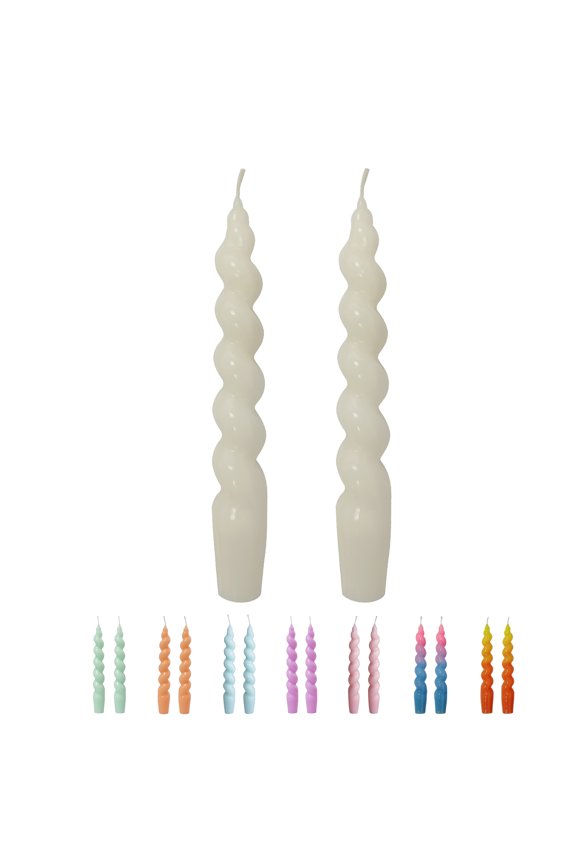 FCHSHAMD 7.3'' White Taper Candles - Unscented Spiral Candlesticks 2 Pack