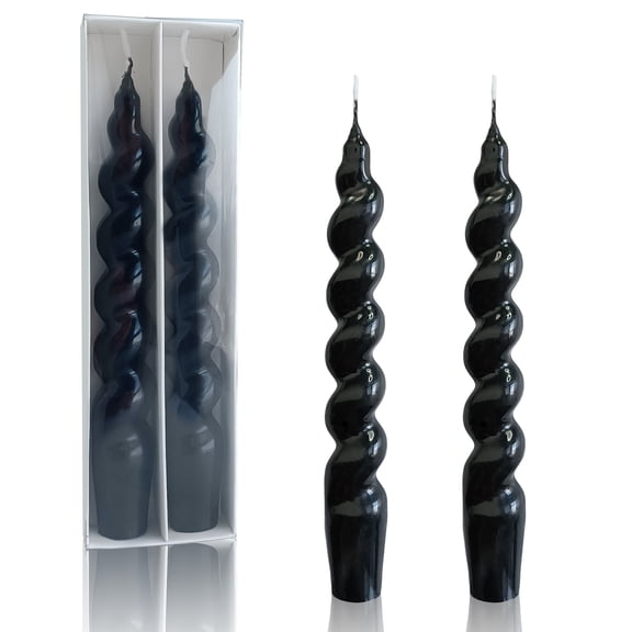 FCHSHAMD 7.3 inch Black Spiral Taper Candle Sticks Pack of 2