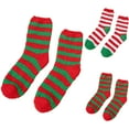 thumbnail image 1 of FCLoft 2 Pack Women's Fuzzy Socks - Warm Cozy Anti-Slip Bottom Striped Socks for Winter Holiday Home, 1 of 3