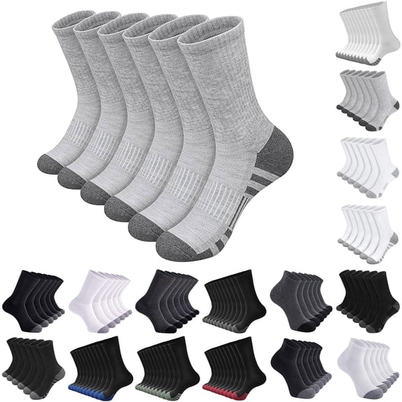 FCLoft 5 Pairs Men's Athletic Socks - Cushioned Breathable Crew/Short Sports Socks for Basketball & Running
