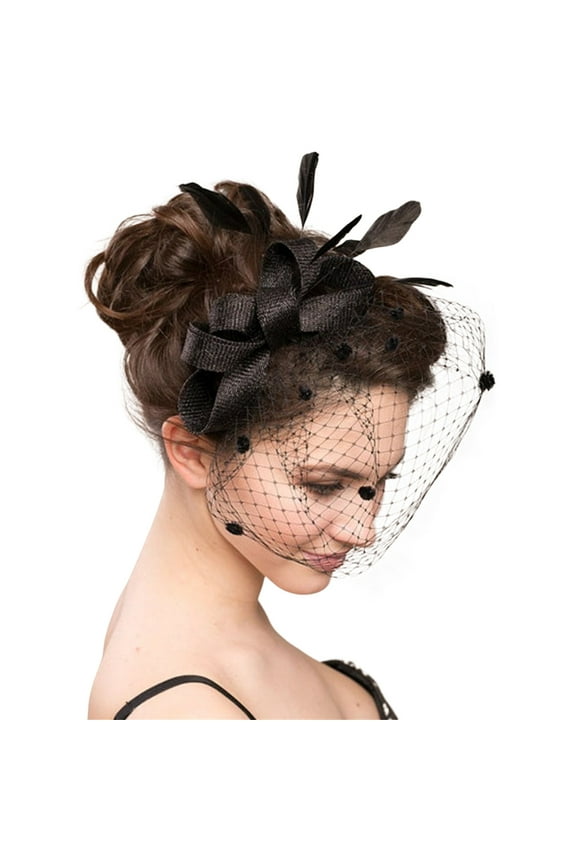 Fascinators Hats For Women, 20s 50s Bow Top Pillbox Hat, Mesh Feathers Veil For Tea Party Wedding Kentucky Derby