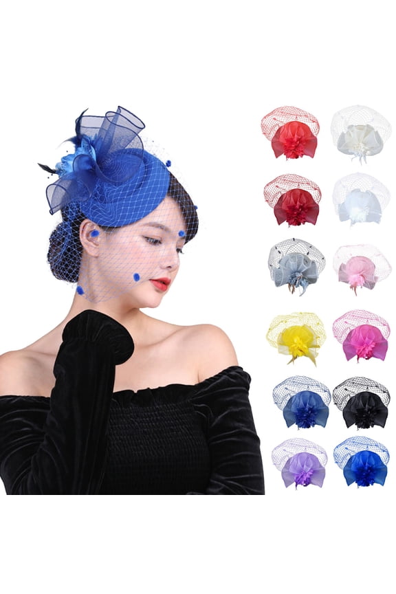 Fascinators Hats For Women, Pillbox Flower Hat With Veil, 20s 50s Style For Tea Party Cocktail Wedding Church