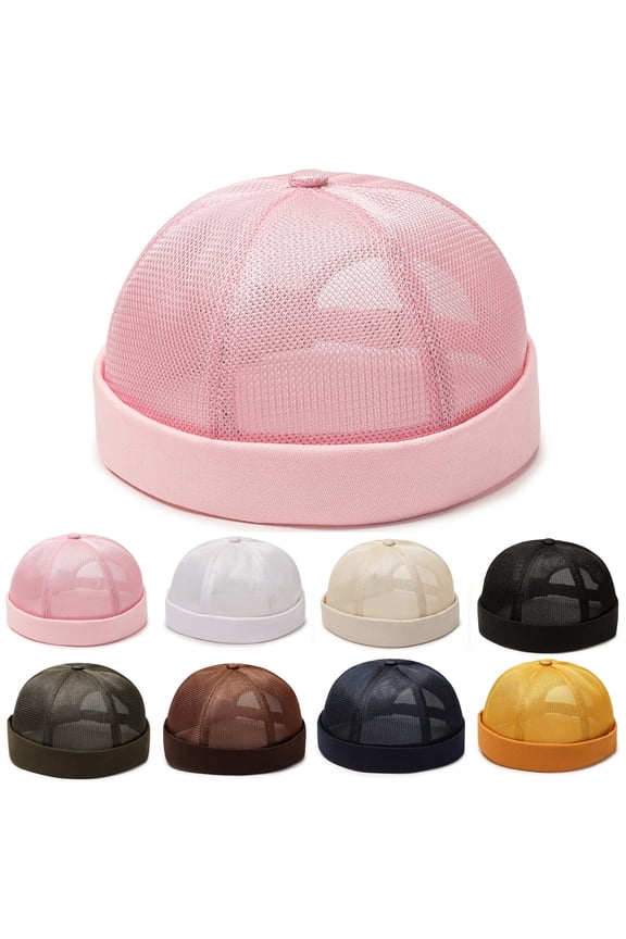 Hats For Men, Summer Mesh Hip Hop Cap, Quick Drying Breathable Adjustable Brimless Docker Beanie Outdoor Sport Skull Cap