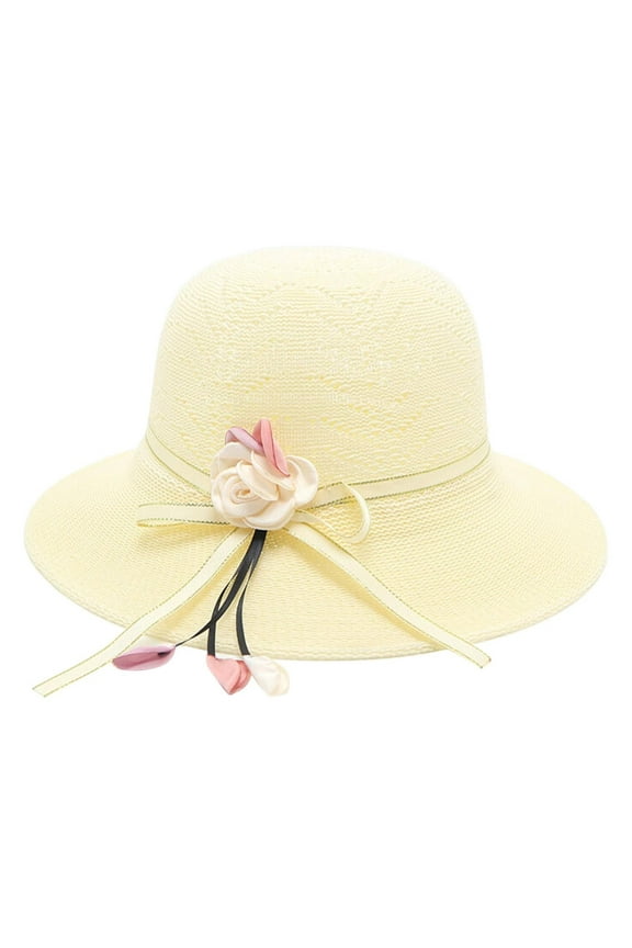 Hats For Women, Church Derby Tea Party Hat, Bowknot Pillbox Dress Cap Fresh Big Brim Beach Seaside Sunshade Travel Hat