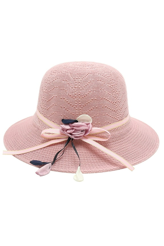 Hats For Women, Seaside Beach Sun Hat, Fresh Big Brim Sunshade Bowknot Church Derby Easter Tea Party Pillbox Travel Cap