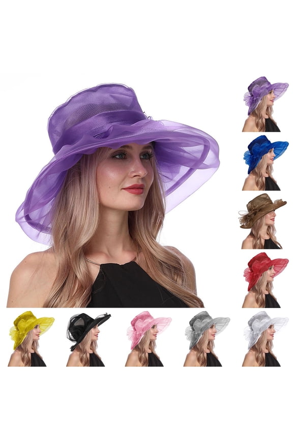 Hats For Women, Vintage Floral Mesh Hat, Organza Church Kentucky Derby Fascinator Bridal Wedding Tea Party Holiday Shade Cap