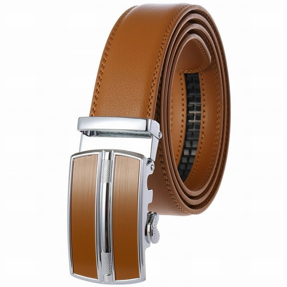 FCLoft Men's Trim to Fit 48 Inch Belt - Automatic Ratchet Buckle Leather Belt for Trousers Suits